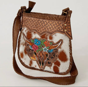 American darling genuine leather Aztec crossbody purse